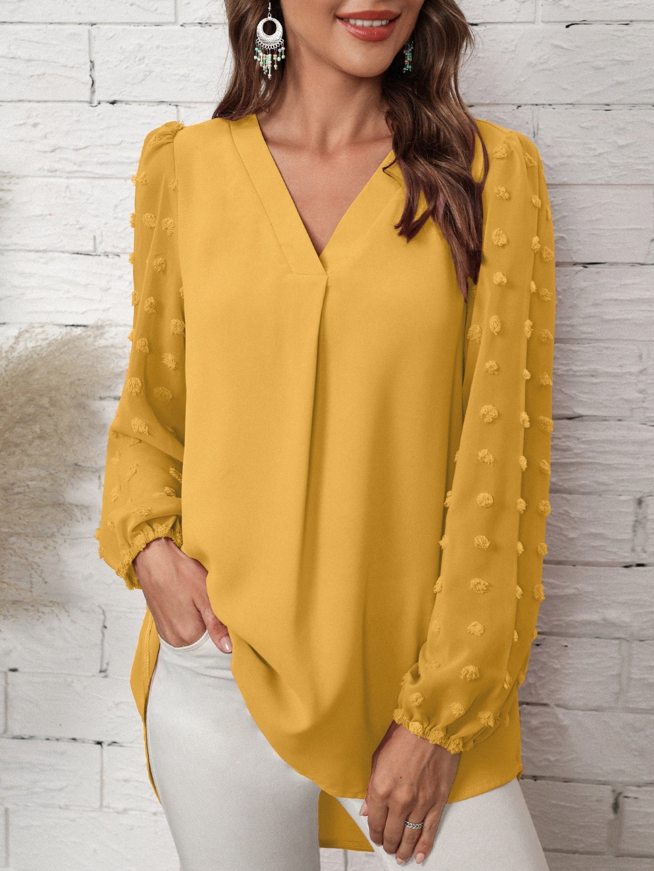 Blouse à manches longues pour femme