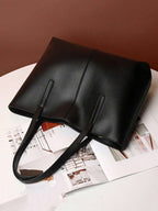 Große Ledertasche, Damen-Arbeitstasche mit Reißverschluss