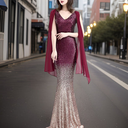 Robe de soirée élégante avec écharpe