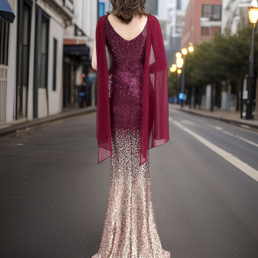 Robe de soirée élégante avec écharpe