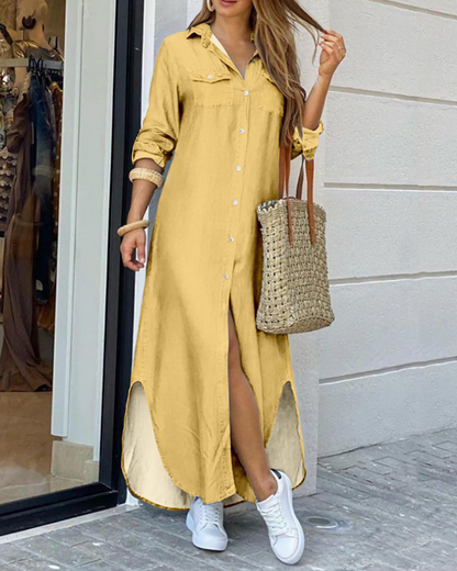 Cripes - Robe chemise midi jaune