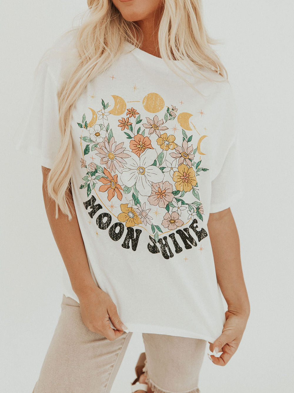 T-shirt graphique floral Moon Shine