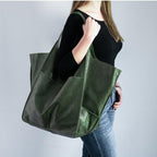 Übergroße Leder-Schultertasche für Frauen