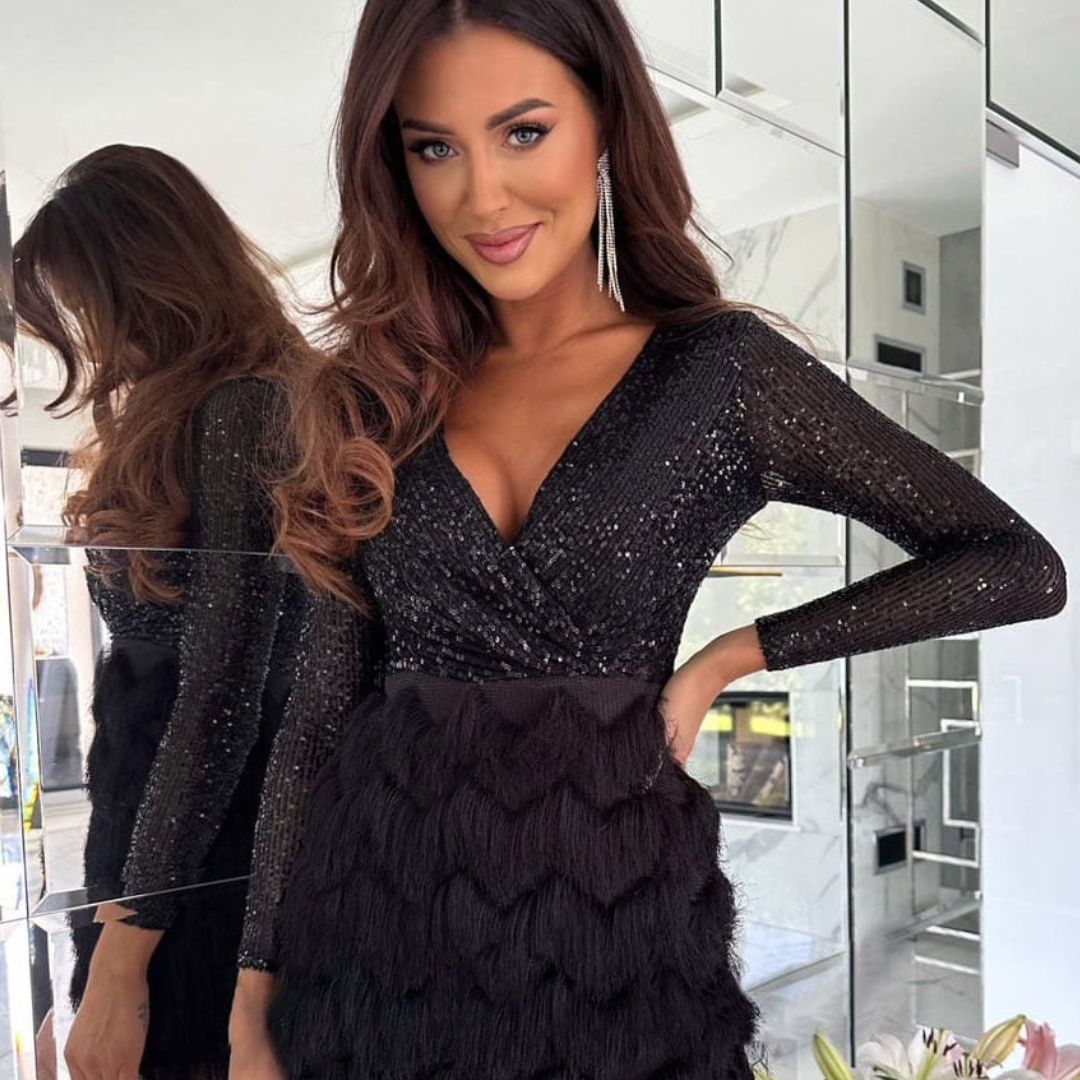 Robe à paillettes avec décolleté en V