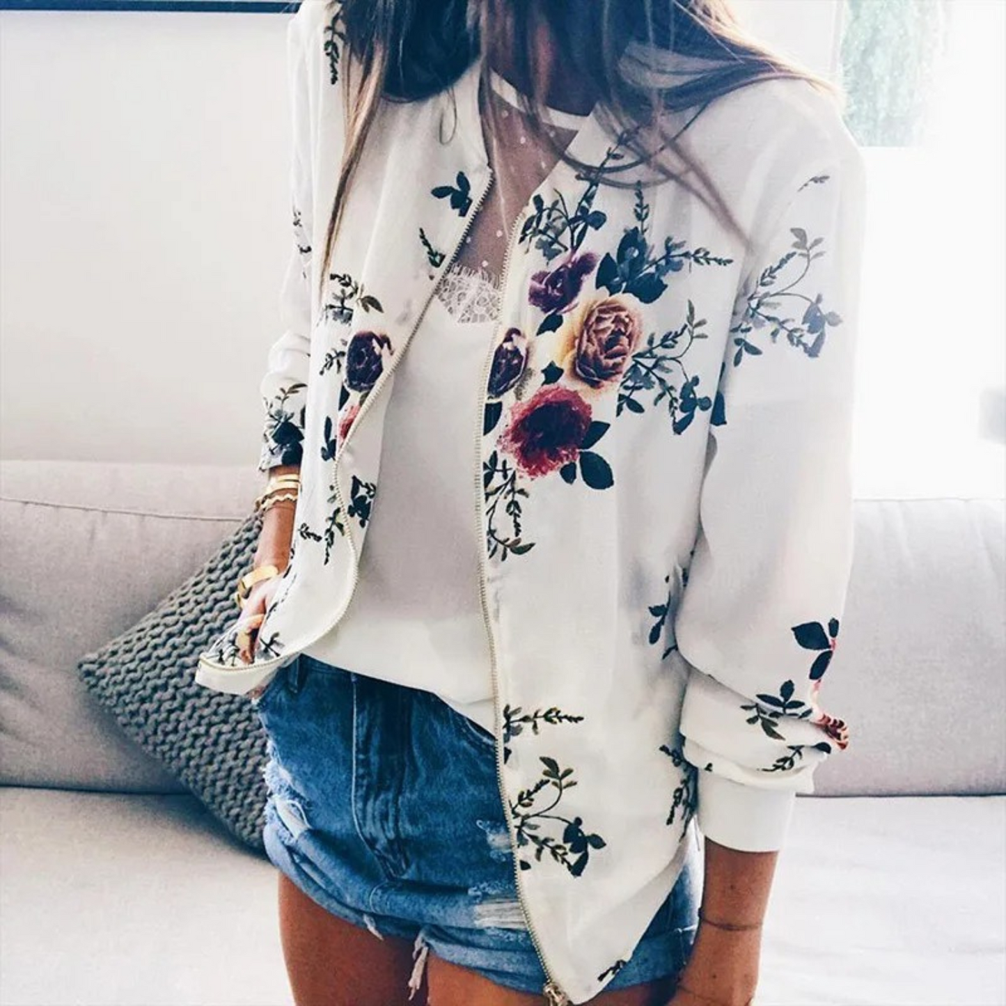 Manteau d'été à imprimé floral