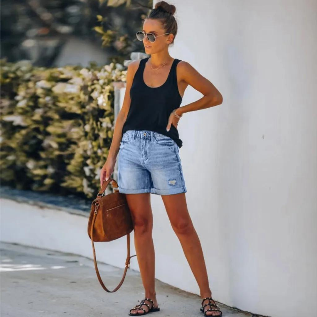 Short en denim extensible pour femme