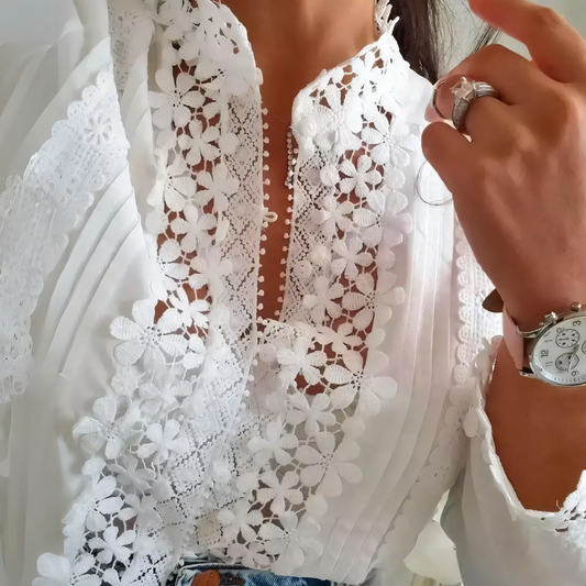 Crêpes | Blouse fleurie avec dentelle