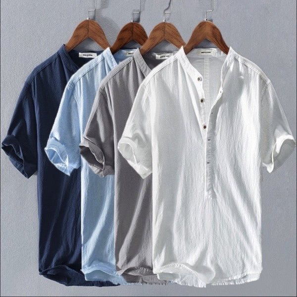 Nouvelle chemise de loisirs en lin à manches courtes pour hommes