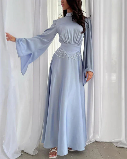 Robe Cripes avec ceinture et manches larges pour femme | Inès