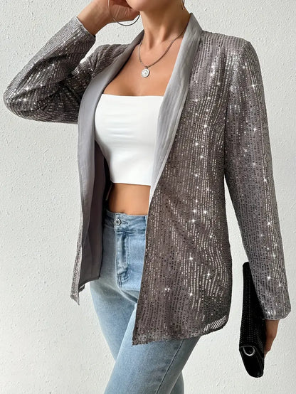 Blazer Cripes à sequins brillants et col inversé | Ophélie