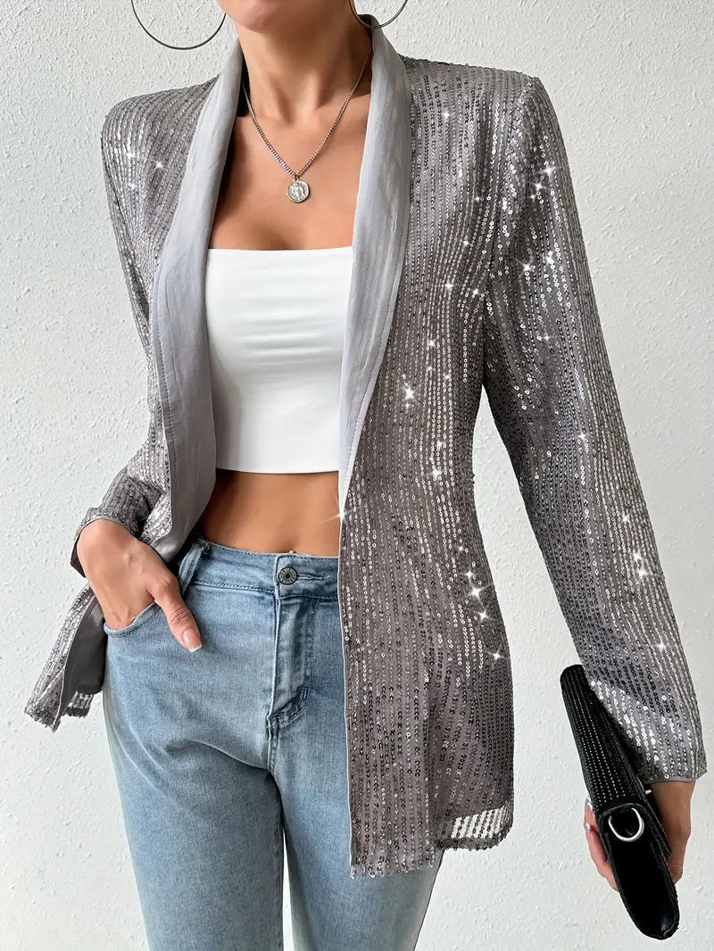 Blazer Cripes à sequins brillants et col inversé | Ophélie