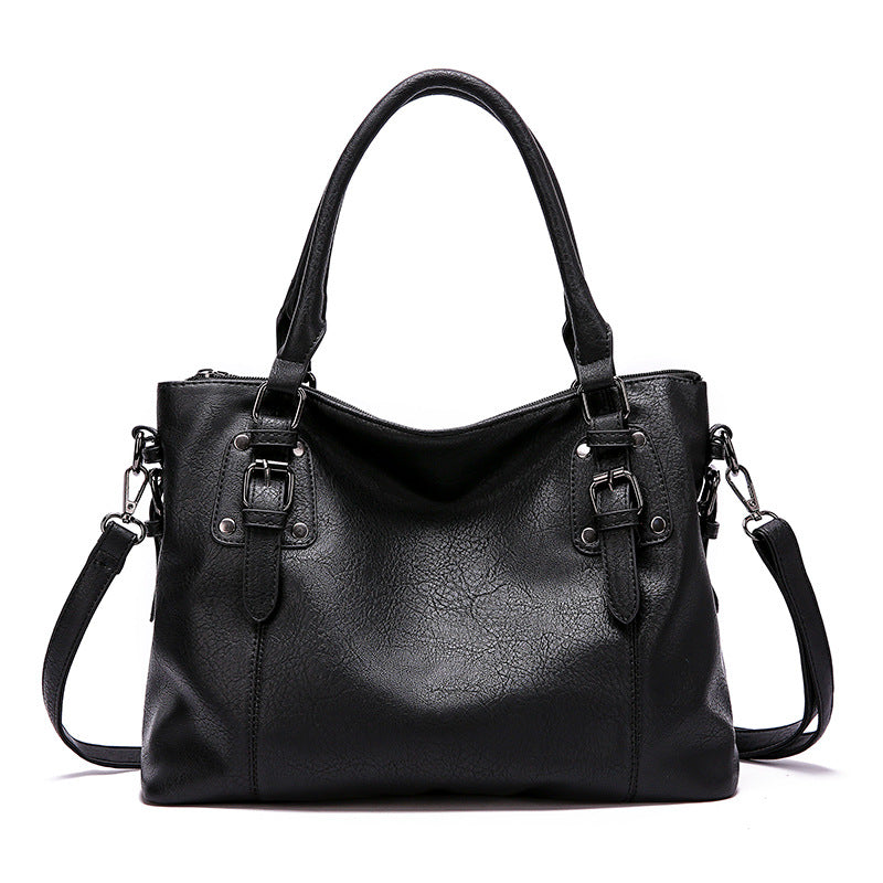 Große Kapazität Vintage Weiche Lederhandtasche mit Schultergurt