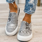Damen modische Slip-On Sneakers mit verschiedenen Tiermustern