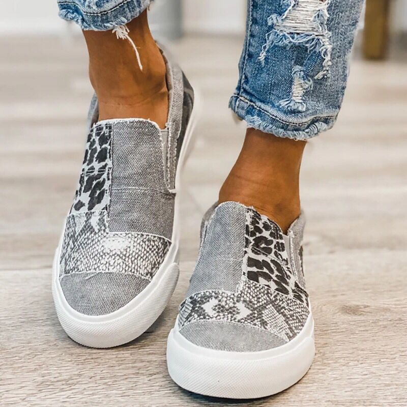 Damen modische Slip-On Sneakers mit verschiedenen Tiermustern