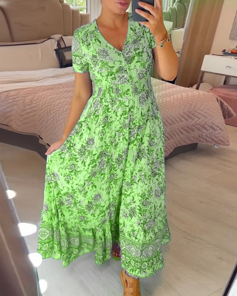 Robe à imprimé floral avec décolleté en V