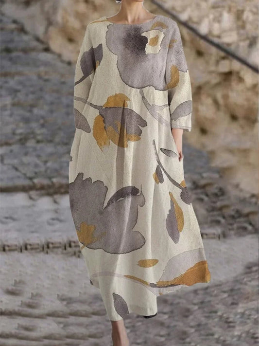 Robe ample à motifs botaniques et floraux pour femmes