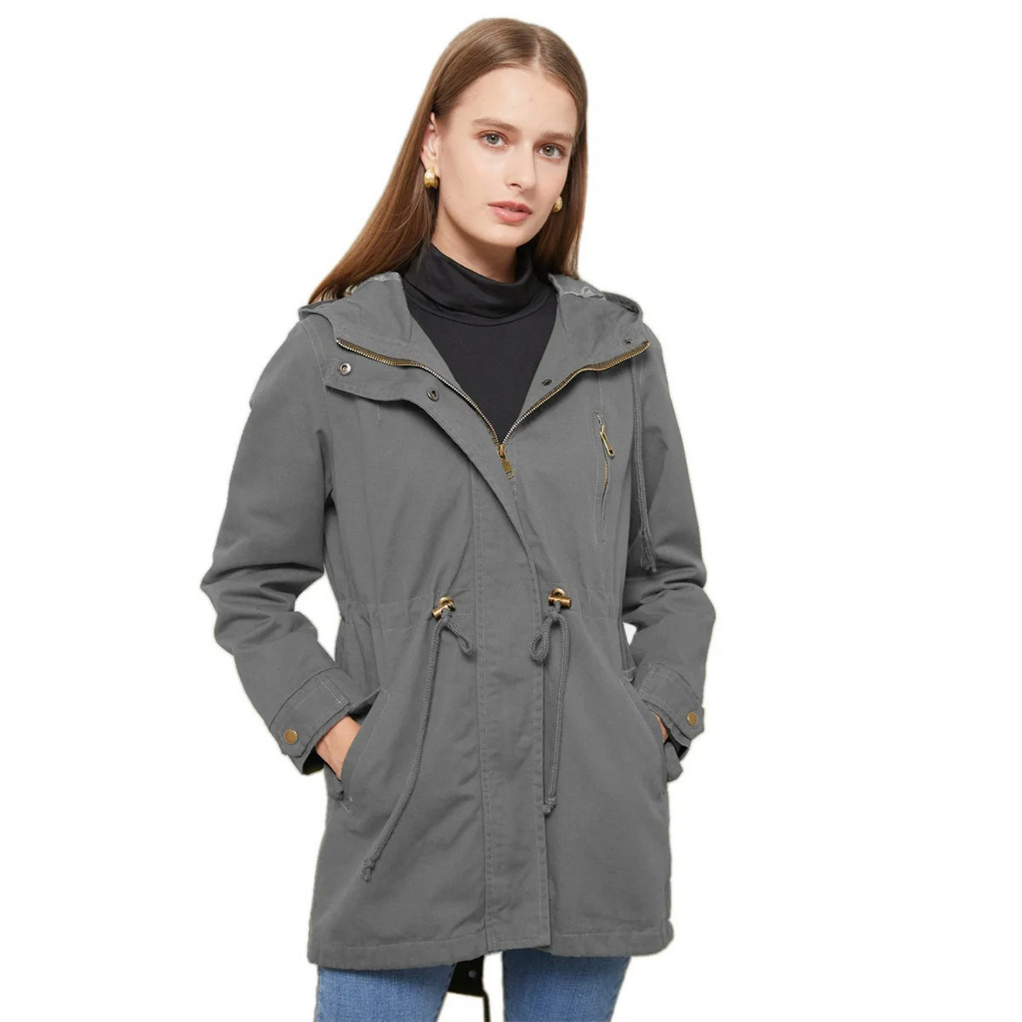 Manteau d'été long, léger et imperméable avec revers