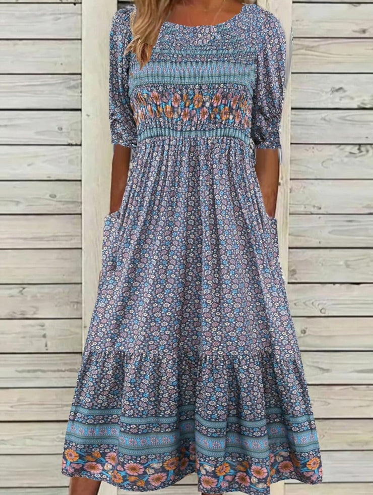 Robe d'été Cripes à col rond et motifs floraux pour femme | Julie