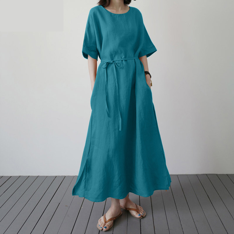 Cripes - Robe longue bleue en coton