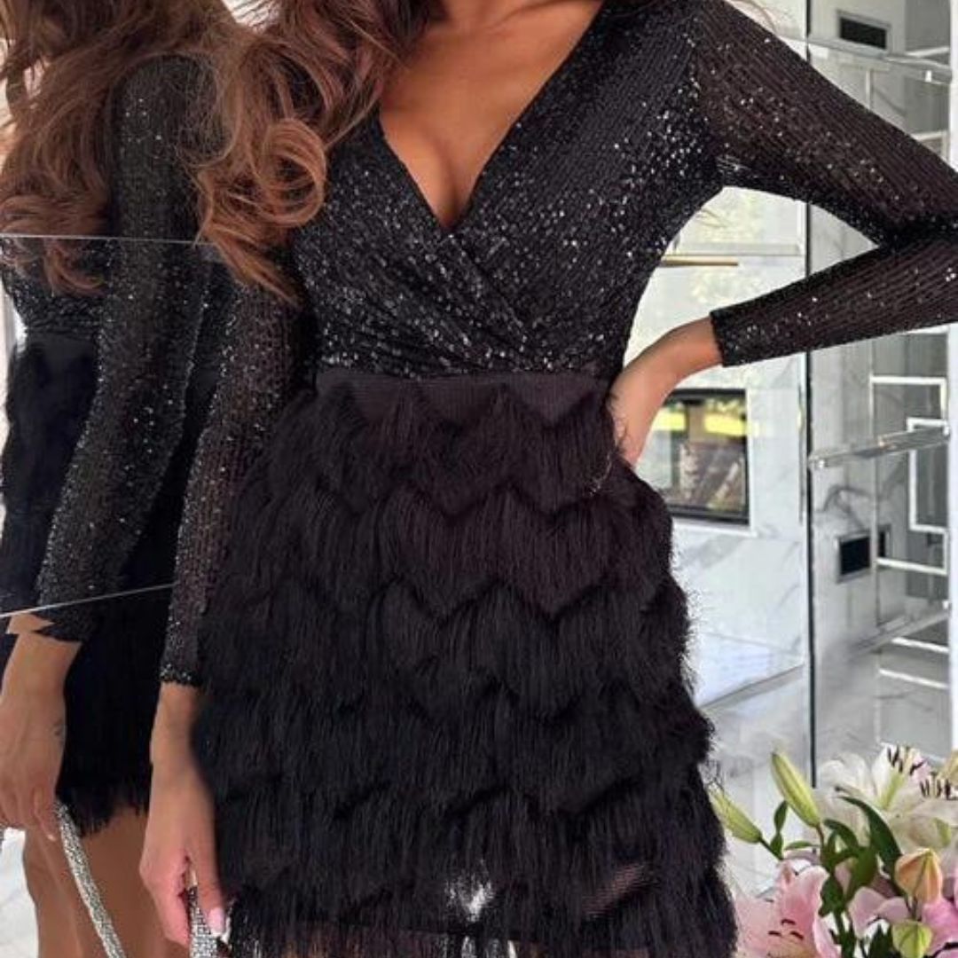 Robe à paillettes avec décolleté en V