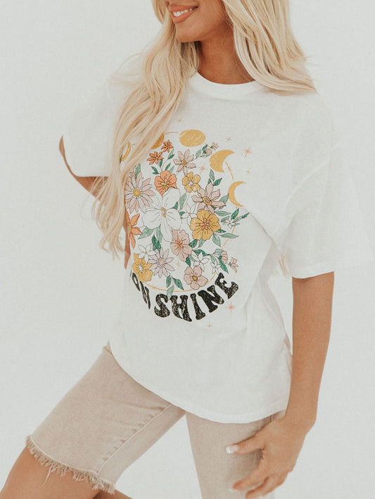 T-shirt graphique floral Moon Shine