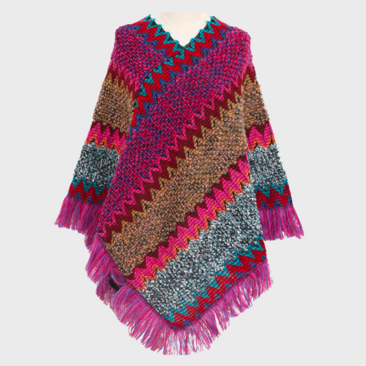 Poncho d'inspiration bohème pour femme