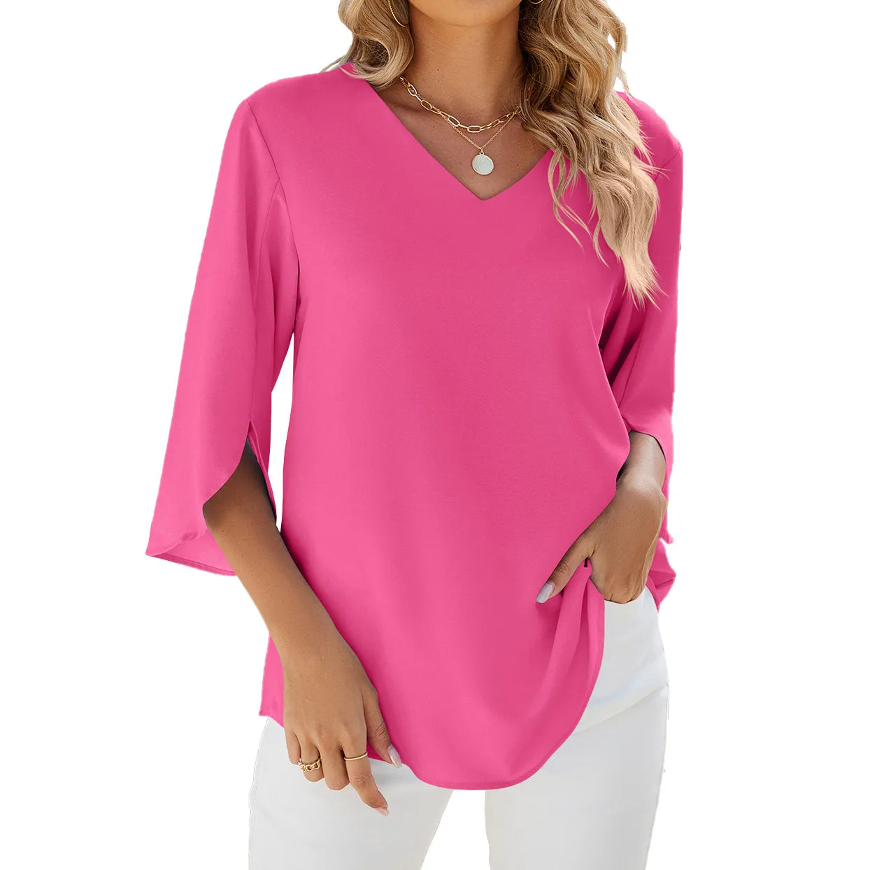 Chemises Femme Manches Courtes Tops Encolure à Revers Chemise Tunique Élégante