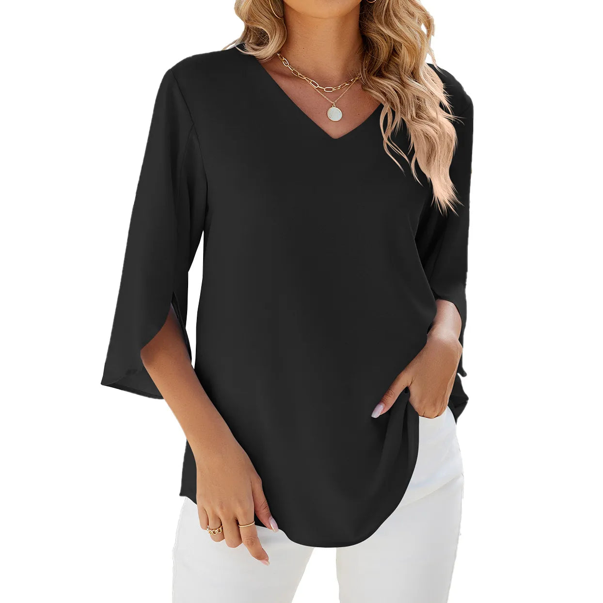 Chemises Femme Manches Courtes Tops Encolure à Revers Chemise Tunique Élégante