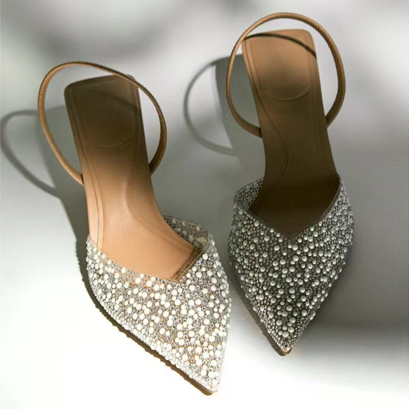 Cripes® - Escarpins hauts à bout pointu, strass et perles