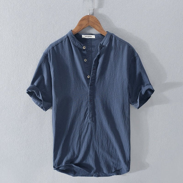 Nouvelle chemise de loisirs en lin à manches courtes pour hommes