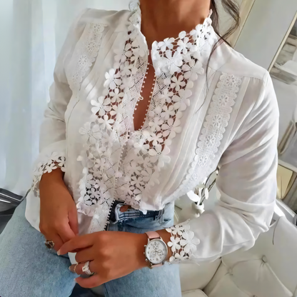 Crêpes | Blouse fleurie avec dentelle