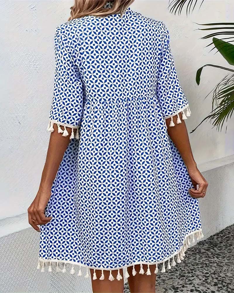 Mini robe à manches courtes bleu groovy