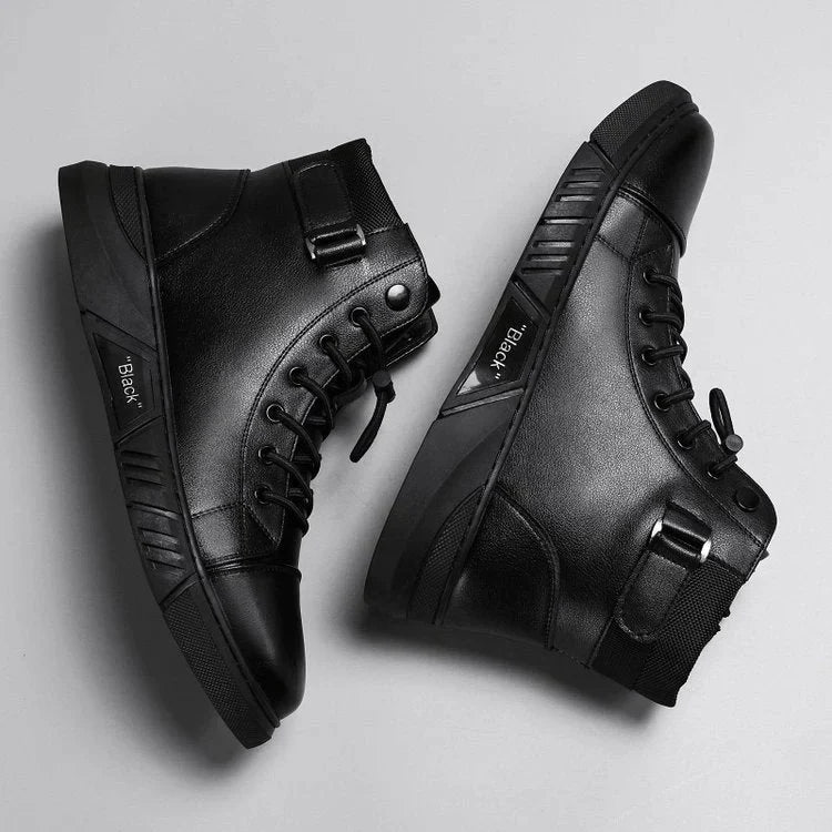 Bottines noires Polyvalentes et Décontractées en cuir Véritable Pour Hommes