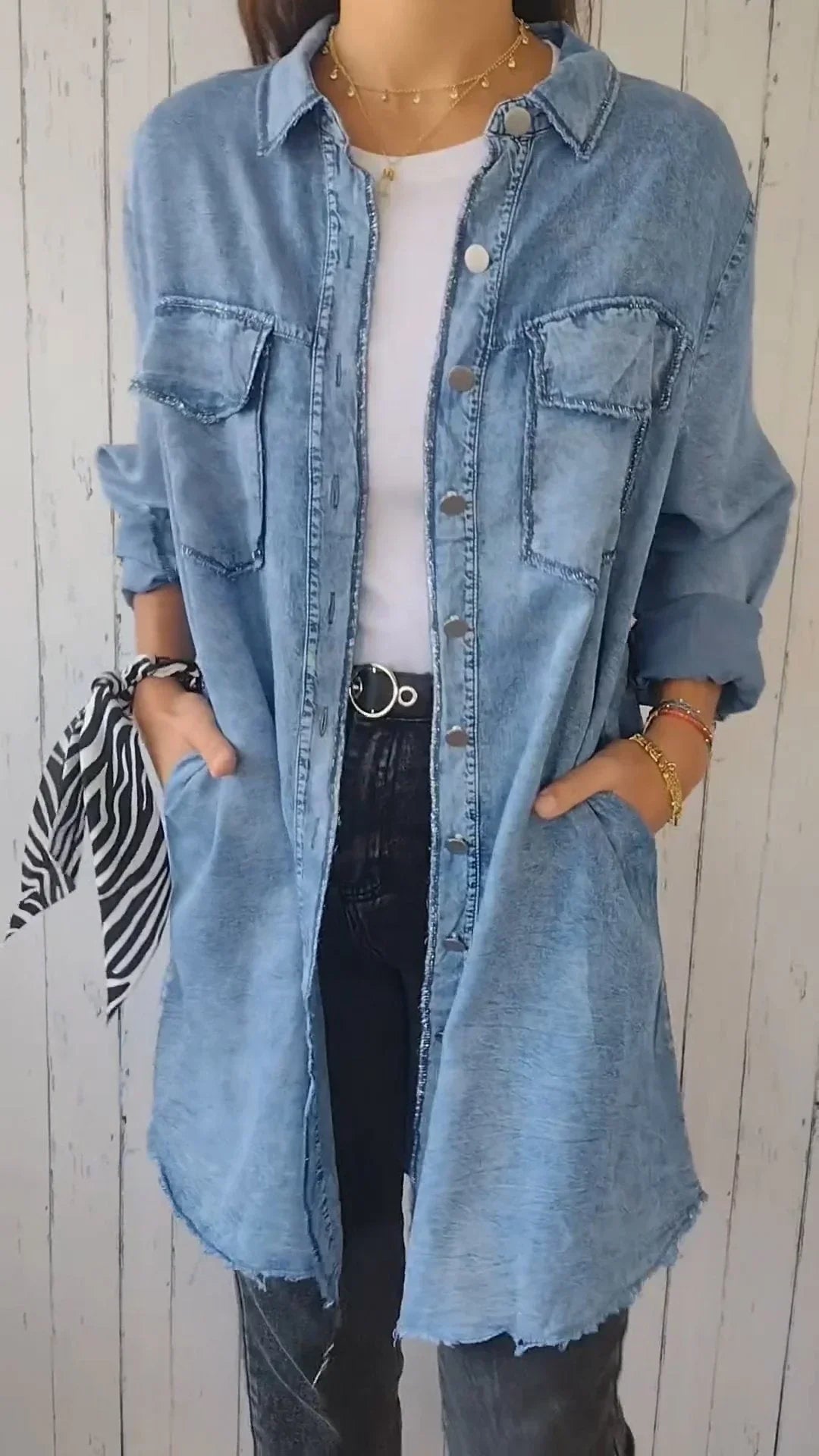 Chemise longue Shelter confortable en faux denim