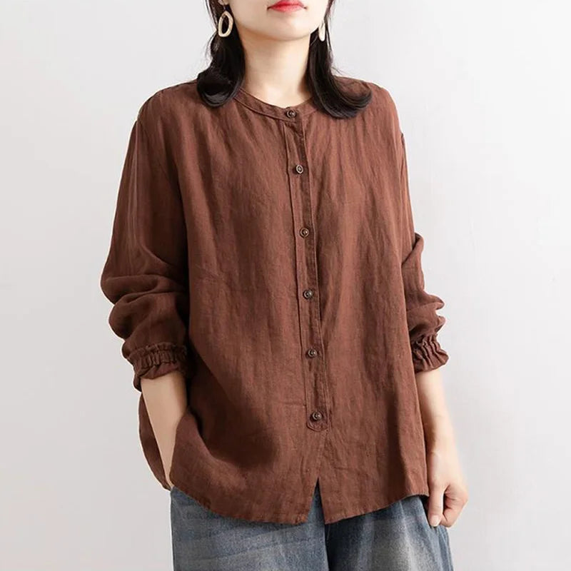 Blouse boutonnée manches longues pour femme