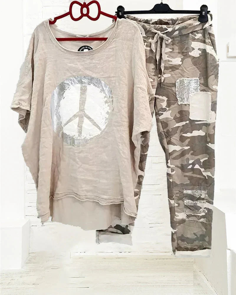 Ensemble t-shirt et pantalon imprimé camouflage