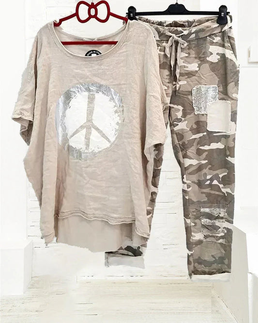 Ensemble t-shirt et pantalon imprimé camouflage