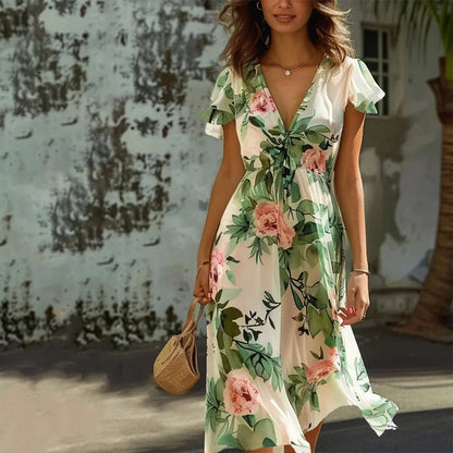 Robe Cripes À Imprimé Floral