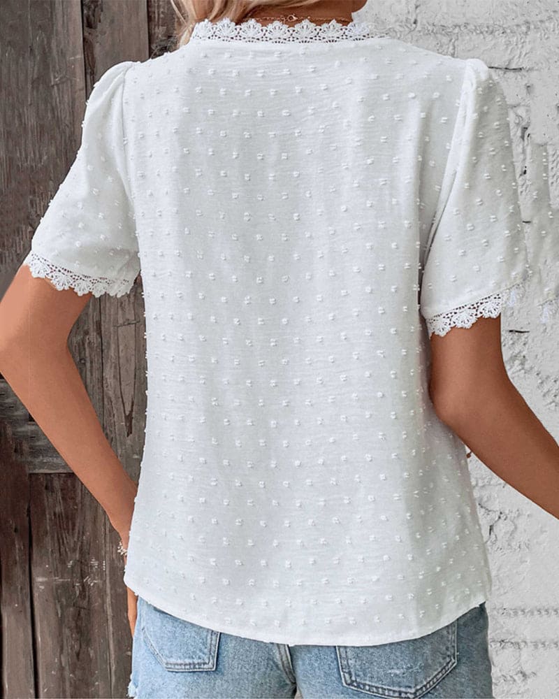 Blouse en dentelle Cripes avec col en V pour femme