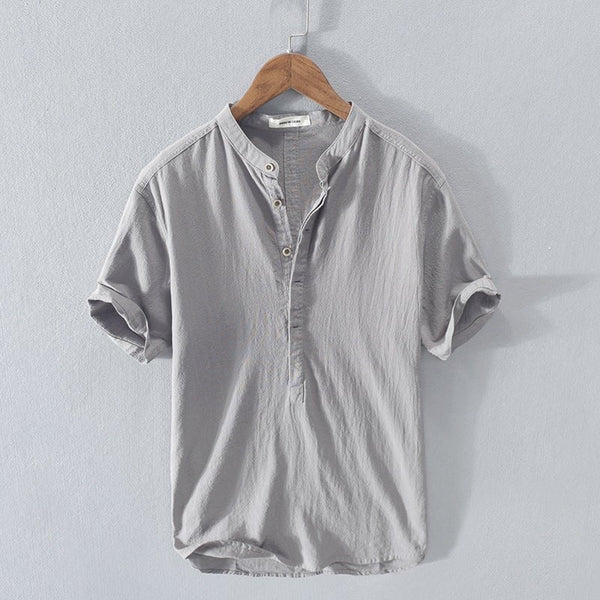 Nouvelle chemise de loisirs en lin à manches courtes pour hommes