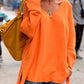 Crêpes | Blouse EC orange à col V