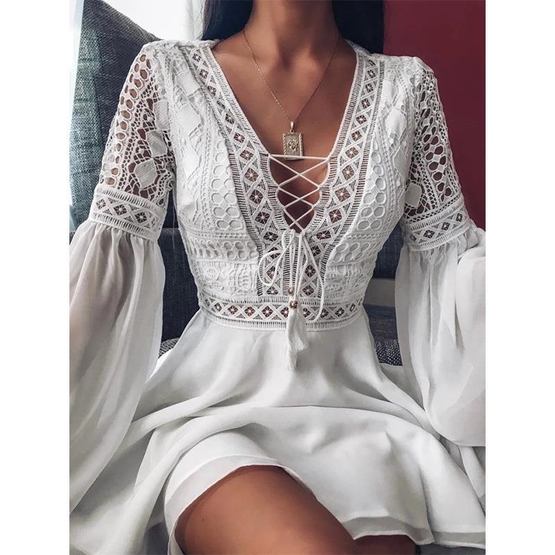 Robe chemise à lacets