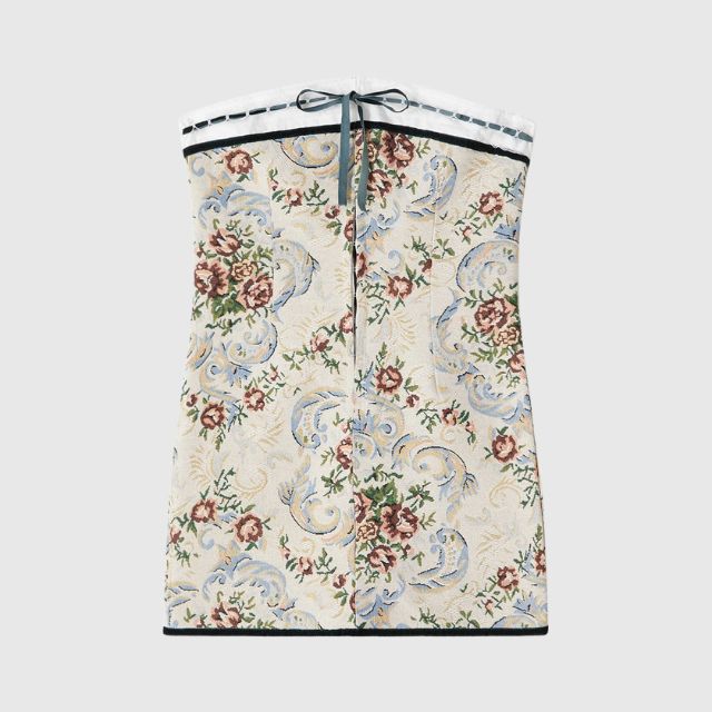 Mini robe sans bretelles avec motif de tapisserie vintage