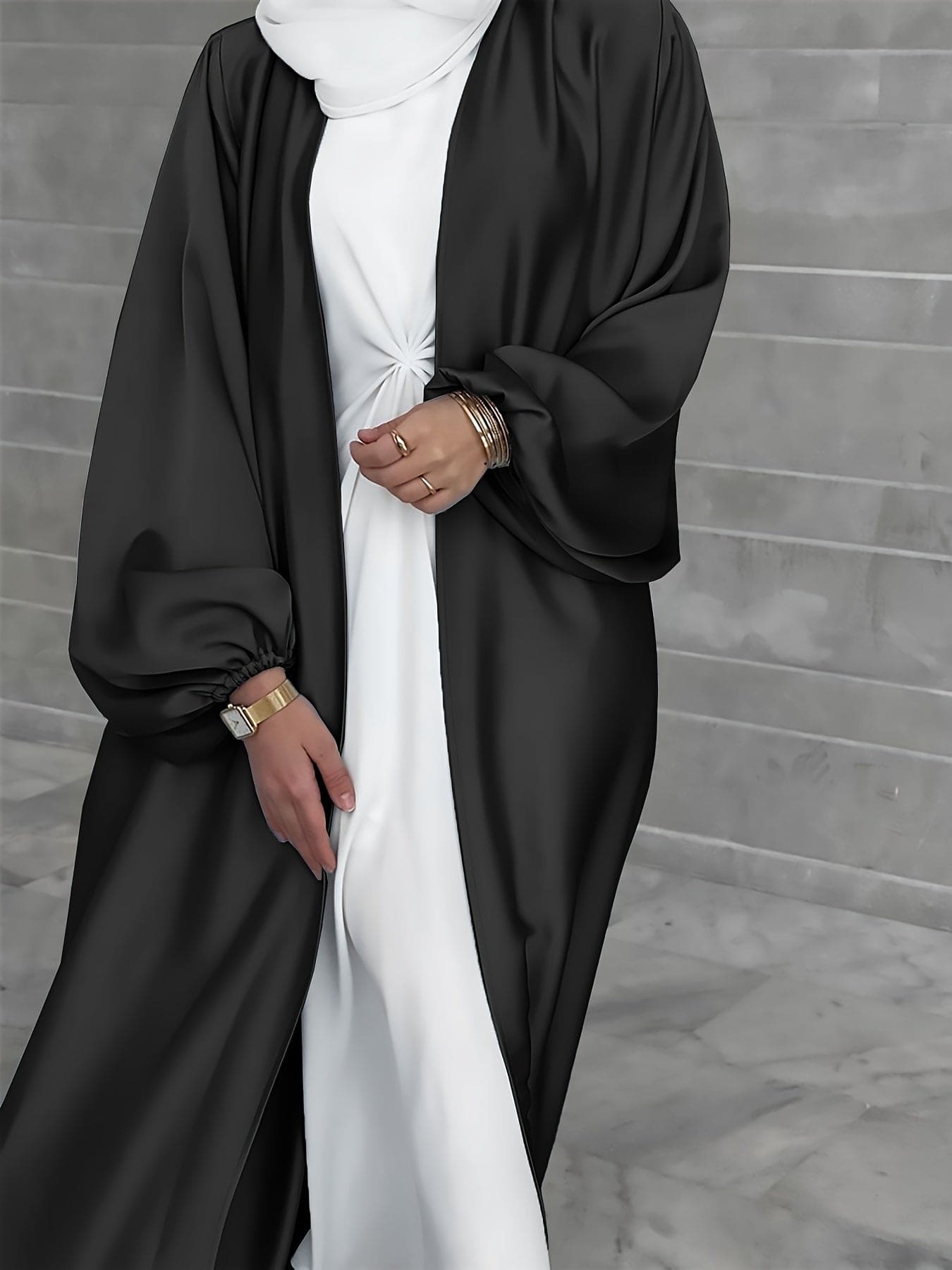 Robe abaya cripes avec ceinture - Eva