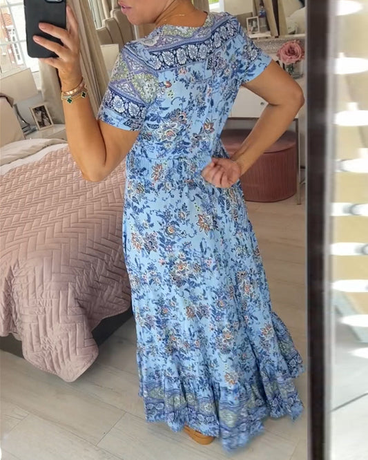 Robe à imprimé floral avec décolleté en V