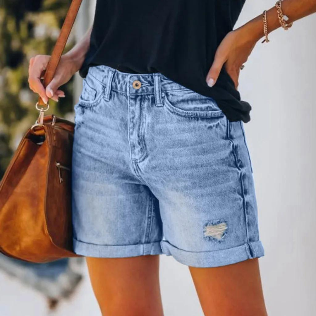 Short en denim extensible pour femme