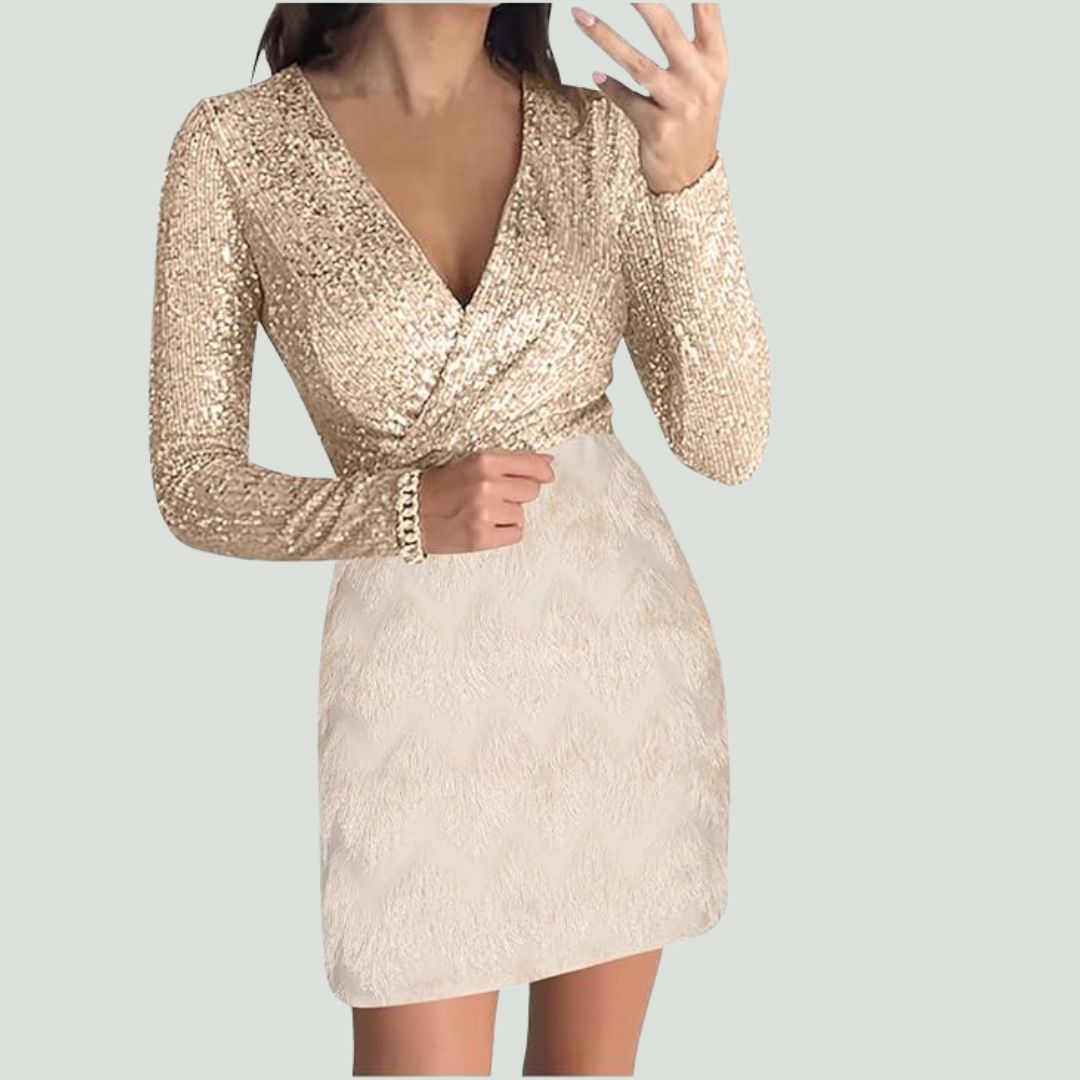 Robe à paillettes avec décolleté en V