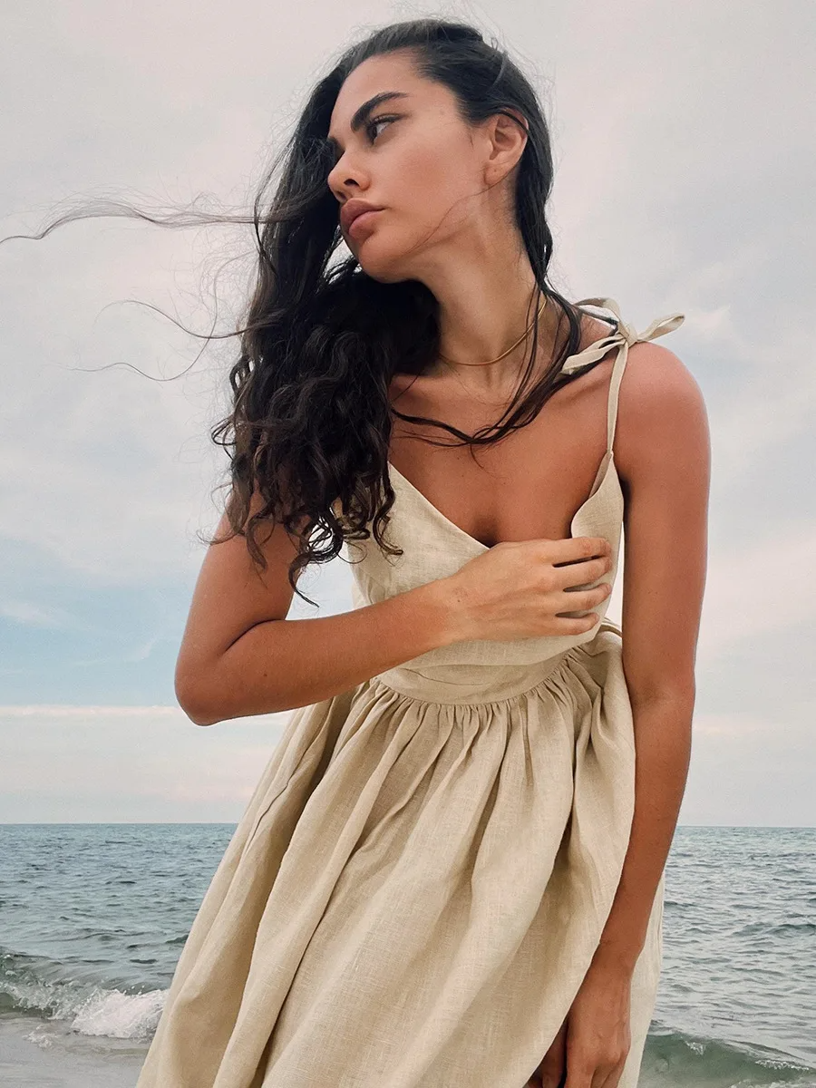 Vestido de playa de algodón/lino : estilo vintage