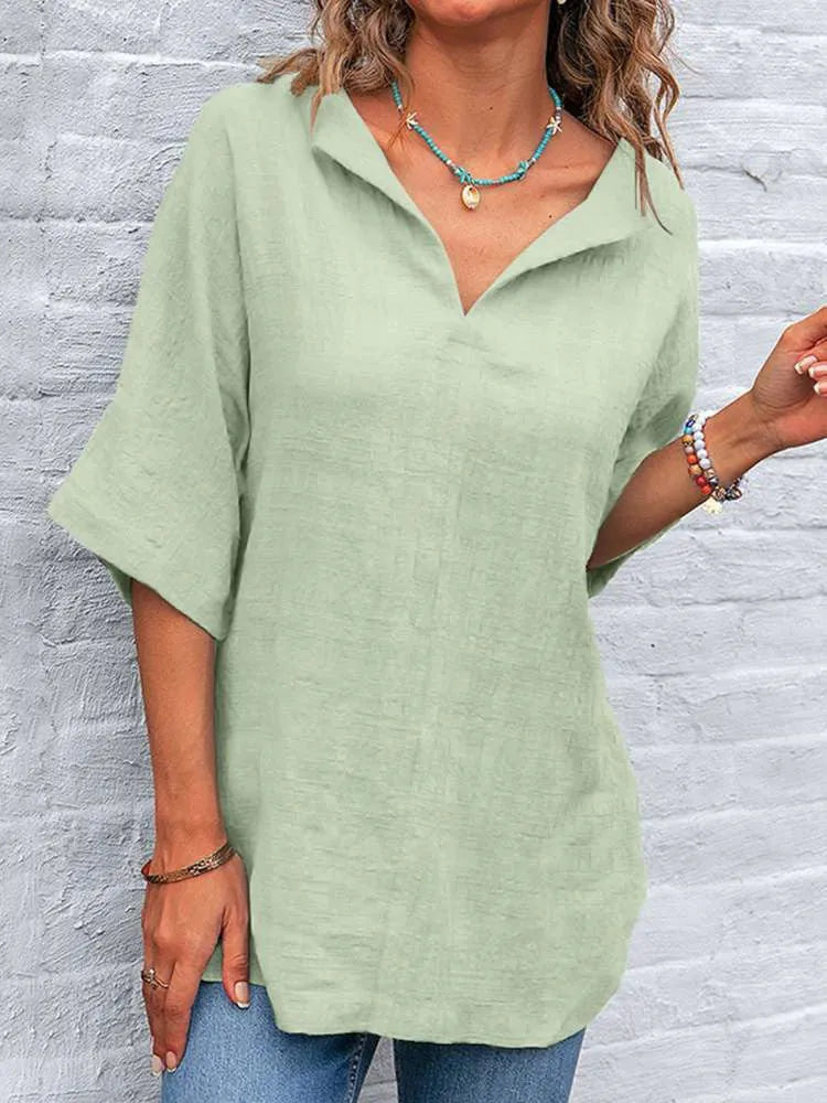 Chemise décontractée à manches 3/4 pour femmes Tops Blouses