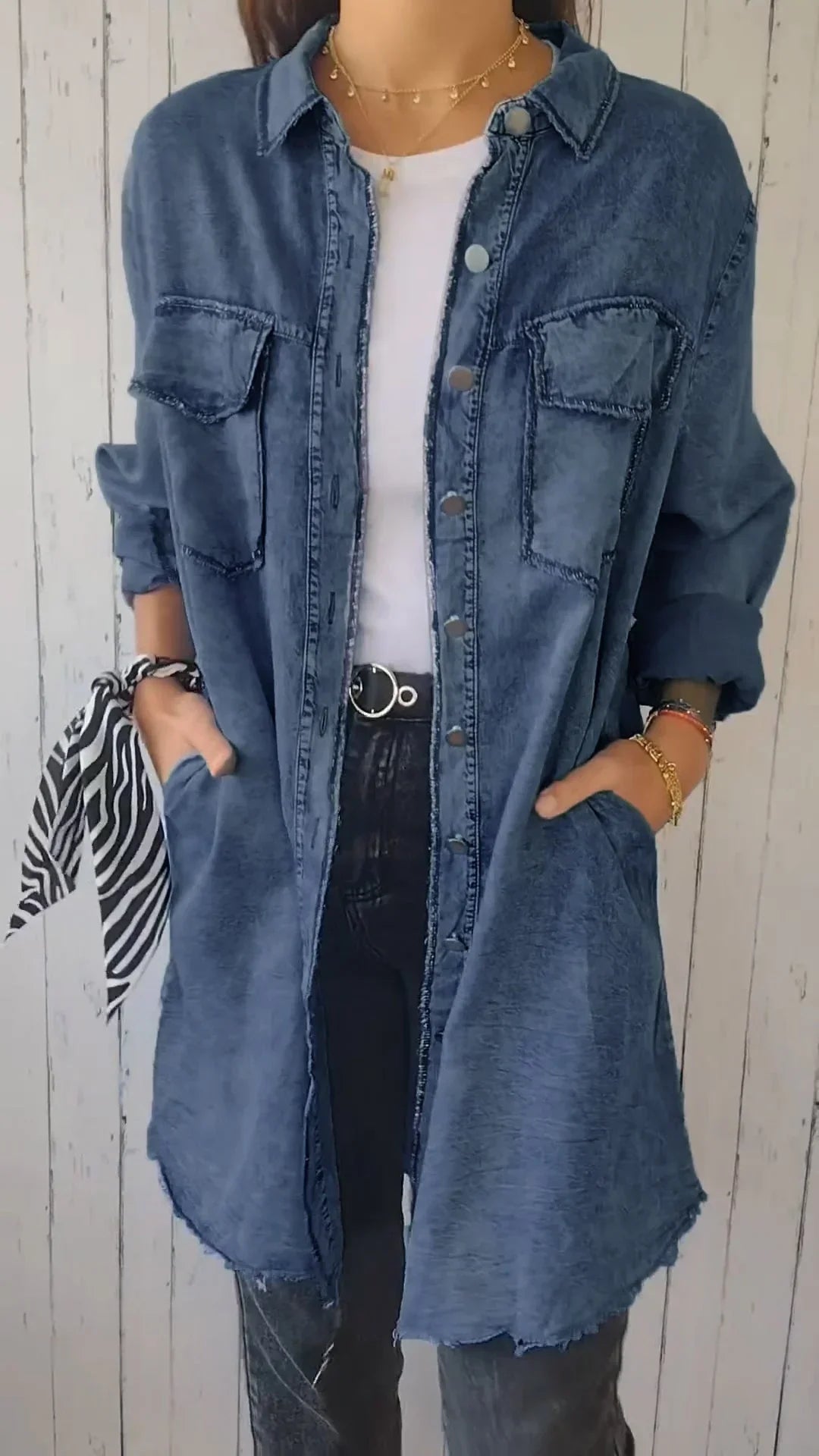 Chemise longue Shelter confortable en faux denim